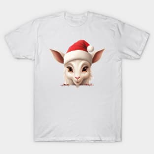 Christmas Peeking Baby Goat T-Shirt